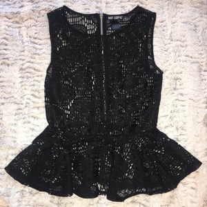 Black Skull Lace Peplum Shirt